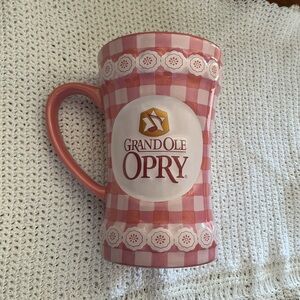 Grand Ole Opry Howdee! Embossed Pink Checked Ceramic Coffee Mug